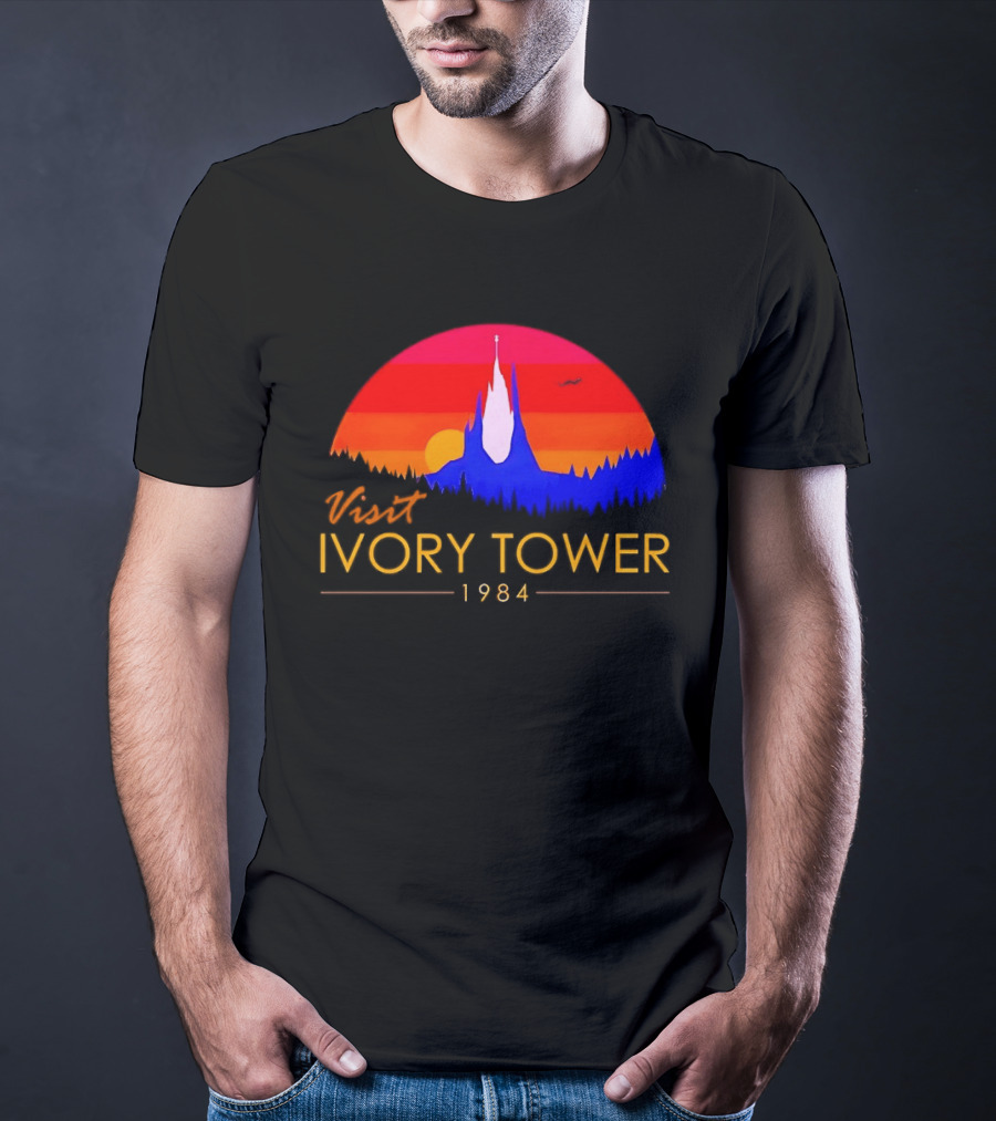 Visit Ivory Tower 1984 Sunset Silhouette The Neverending Story T-Shirt