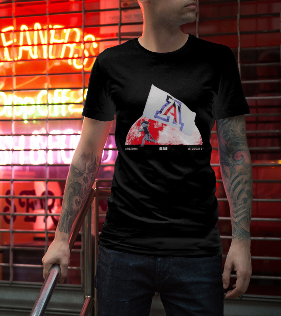 Arizona Wildcats Flag On The Moon SLAM Magazine T-Shirt