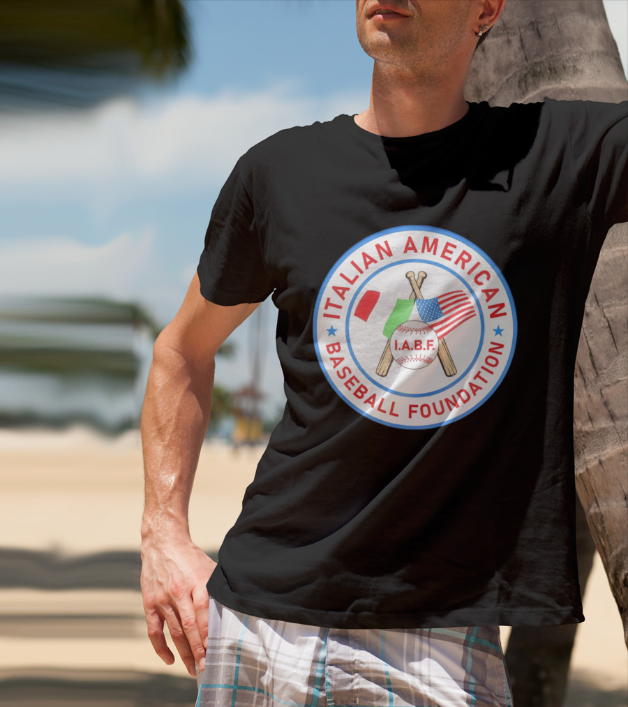 Italian American Baseball Foundation IABF Flags And Crossed Bats T-Shirt