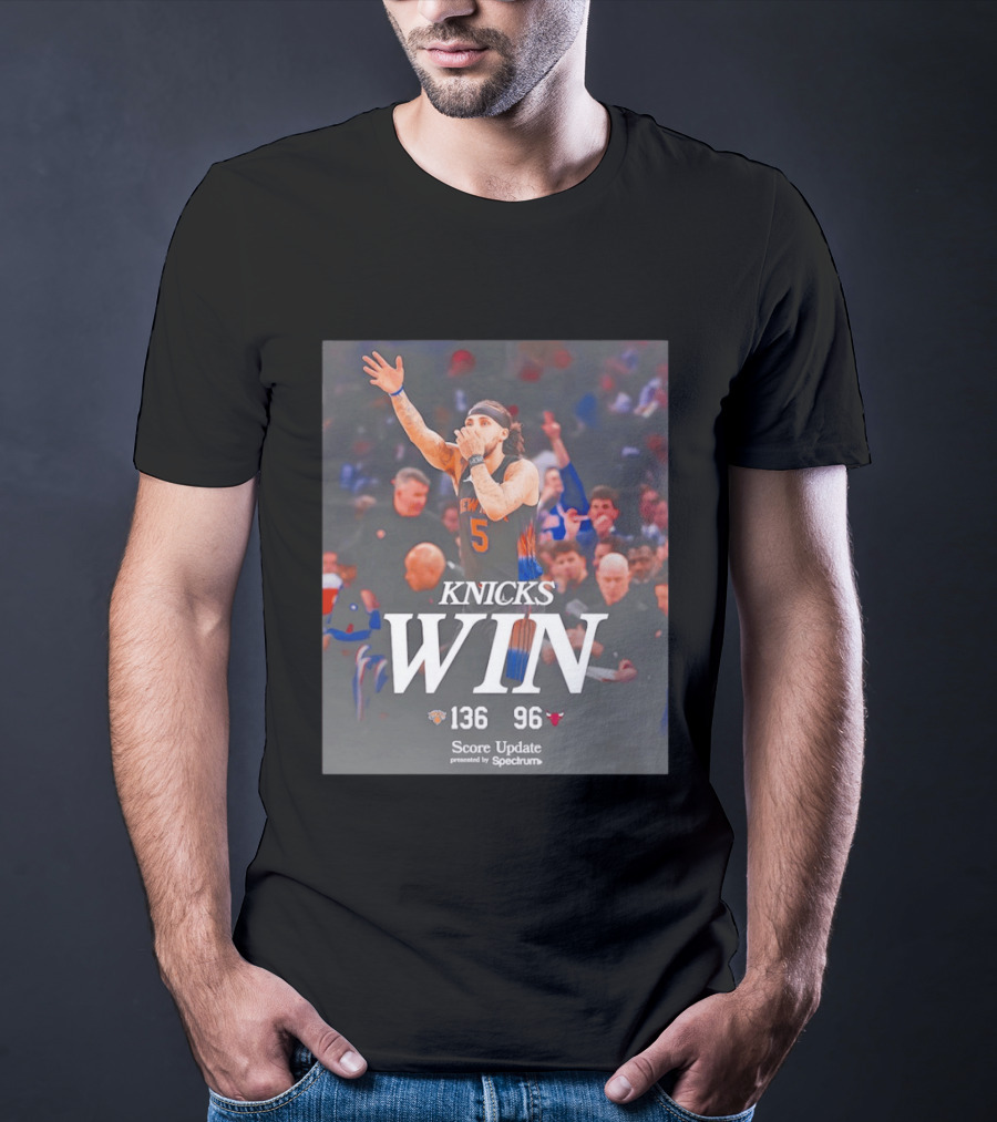 Knicks Win Jalen Brunson Celebration 136 96 Over Chicago Bulls T-Shirt