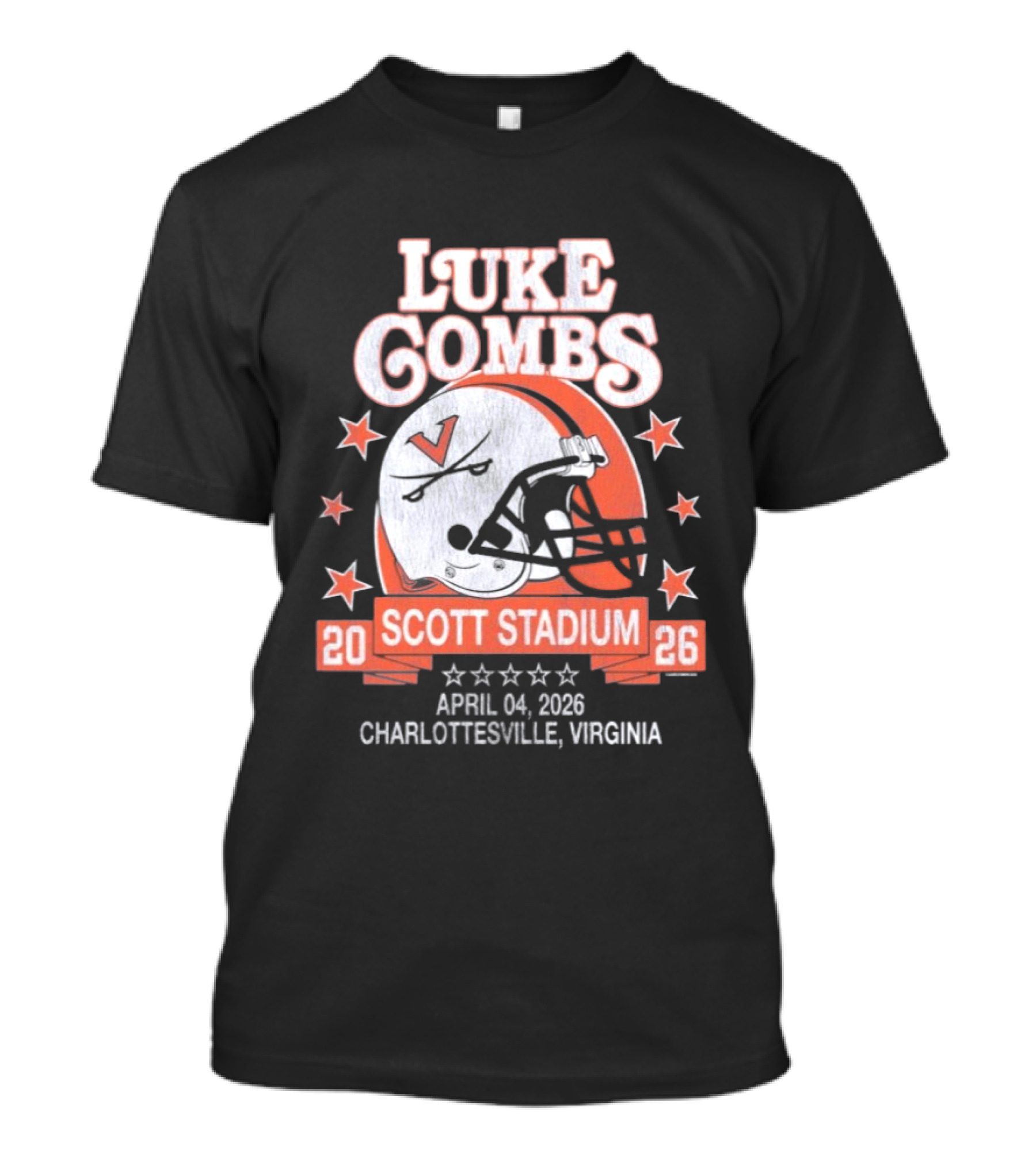 Luke Combs 2026 Scott Stadium Charlottesville Virginia April 04 Event With Helmet Stars T-Shirt