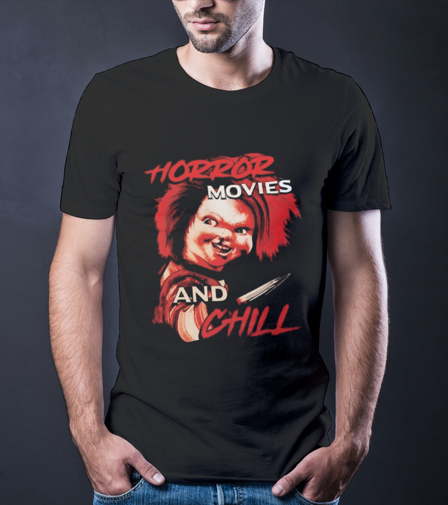 Chucky Horror Movies And Chill Knife Wielding Doll T-Shirt