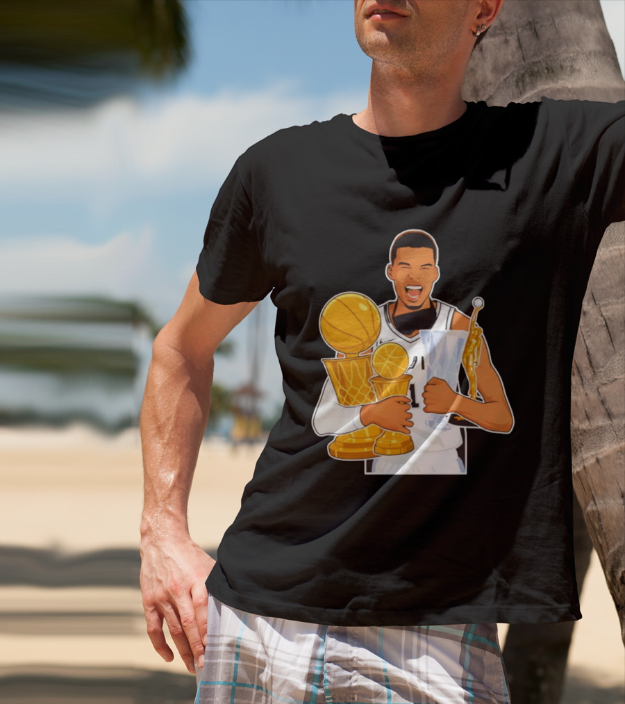 Victor Wembanyama Cartoon Trophy San Antonio Spurs MVP T-Shirt