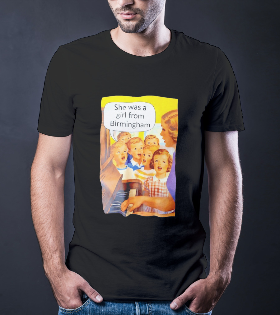 She Was A Girl From Birmingham Retro Comic Style Classroom Scene T-Shirt
