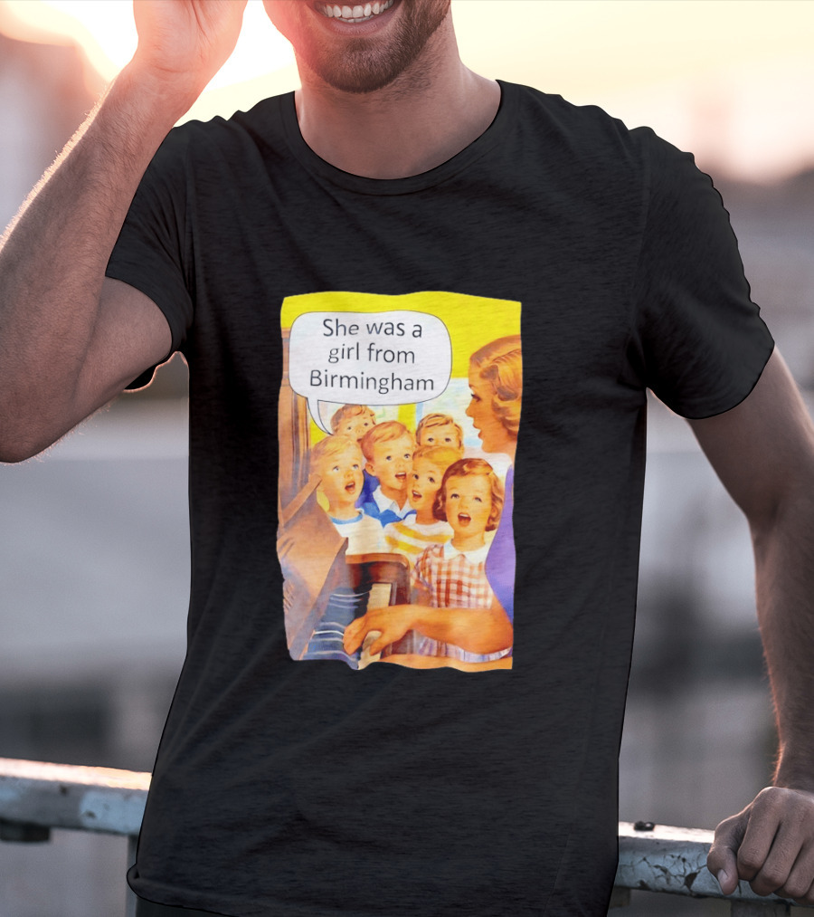 She Was A Girl From Birmingham Retro Comic Style Classroom Scene T-Shirt