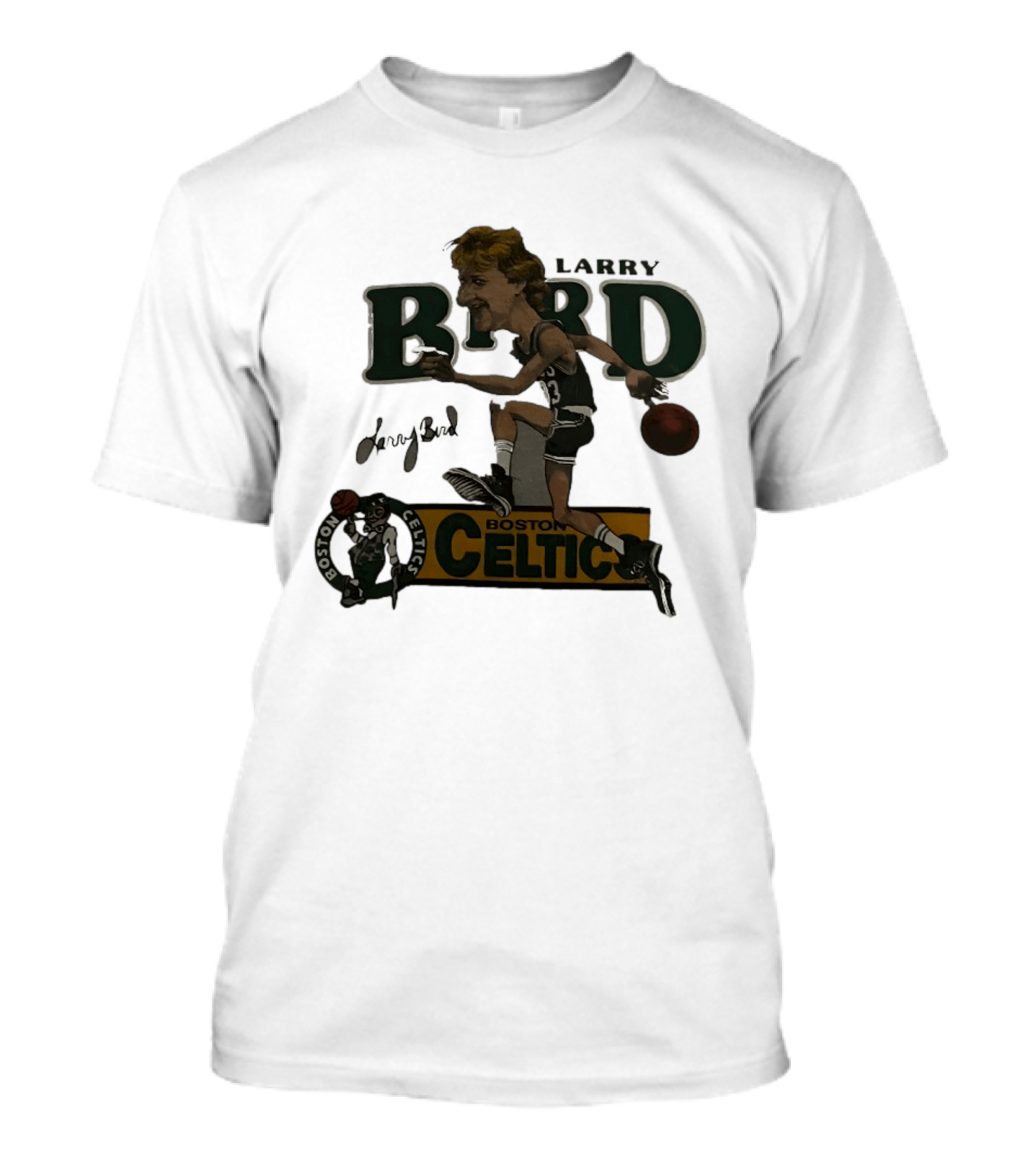 Larry Bird Boston Celtics Caricature Basketball Legends T-Shirt