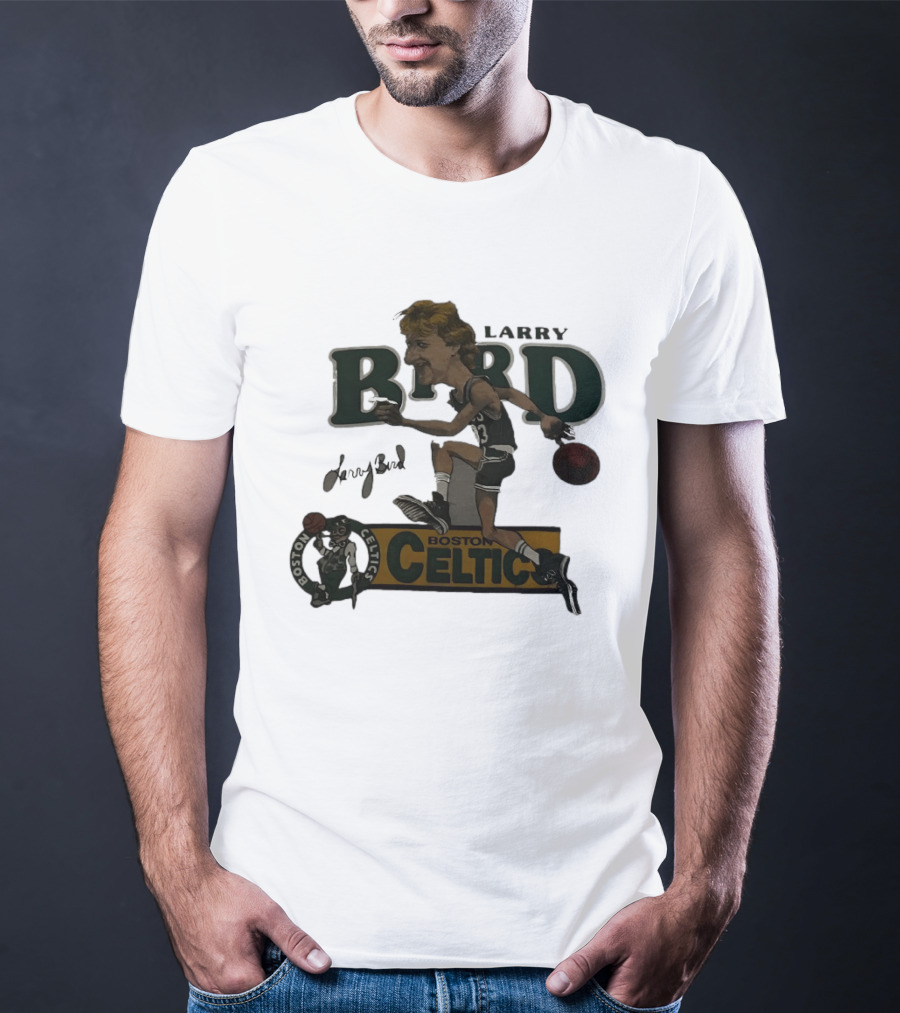 Larry Bird Boston Celtics Caricature Basketball Legends T-Shirt