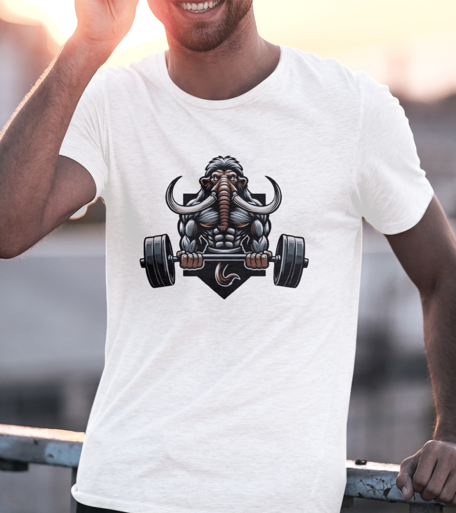 Elephant Weight Lifting Body Builder Mammoth Muscles Strength Fitness T-Shirt