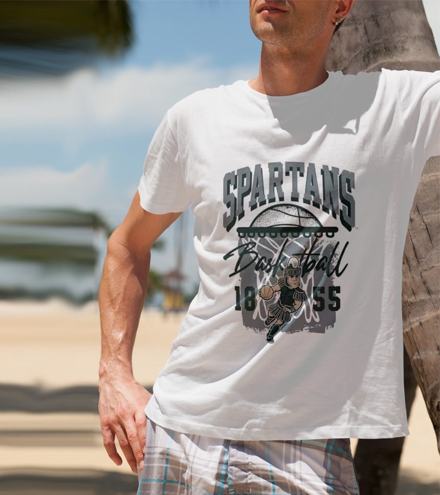 Spartans Basketball 1855 Character Slam Dunk T-Shirt