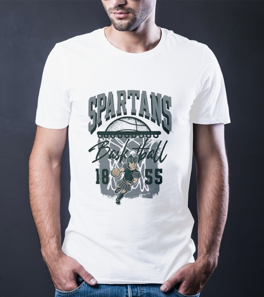 Spartans Basketball 1855 Character Slam Dunk T-Shirt
