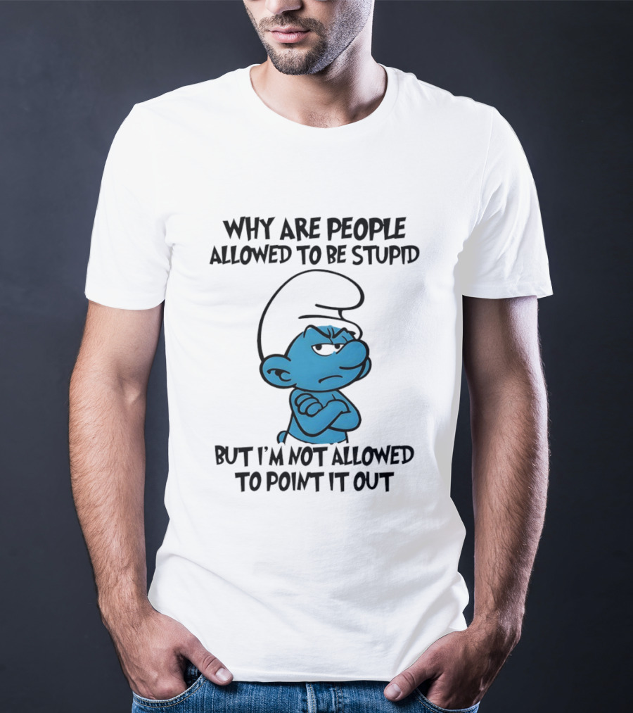 Smurfs Grumpy Character Why Are People Allowed To Be Stupid But I'm Not Allowed To Point It Out T-Shirt