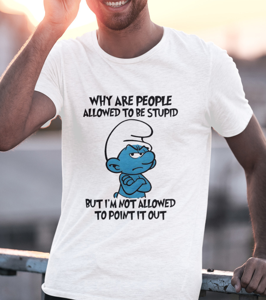 Smurfs Grumpy Character Why Are People Allowed To Be Stupid But I'm Not Allowed To Point It Out T-Shirt