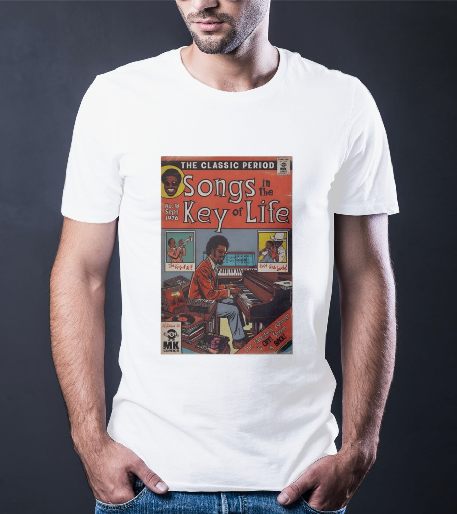 The Classic Period Songs In The Key Of Life Sept 1976 Comic Style Music Legend Iconography T-Shirt