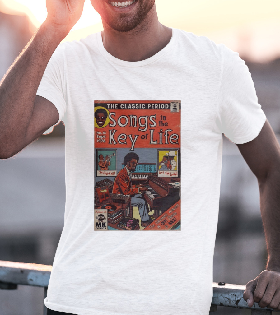 The Classic Period Songs In The Key Of Life Sept 1976 Comic Style Music Legend Iconography T-Shirt