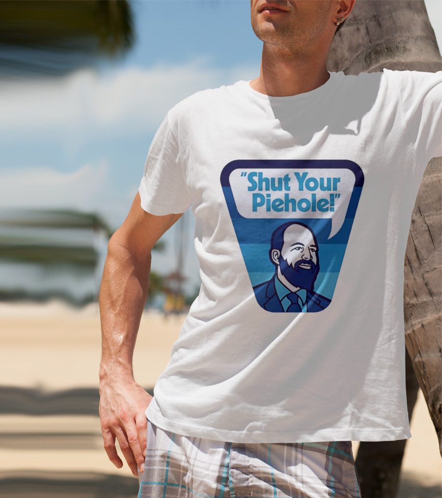Shut Your Piehole Speech Bubble Blue Suit Beard T-Shirt