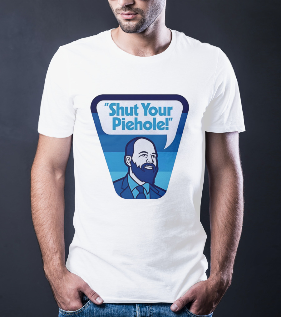 Shut Your Piehole Speech Bubble Blue Suit Beard T-Shirt