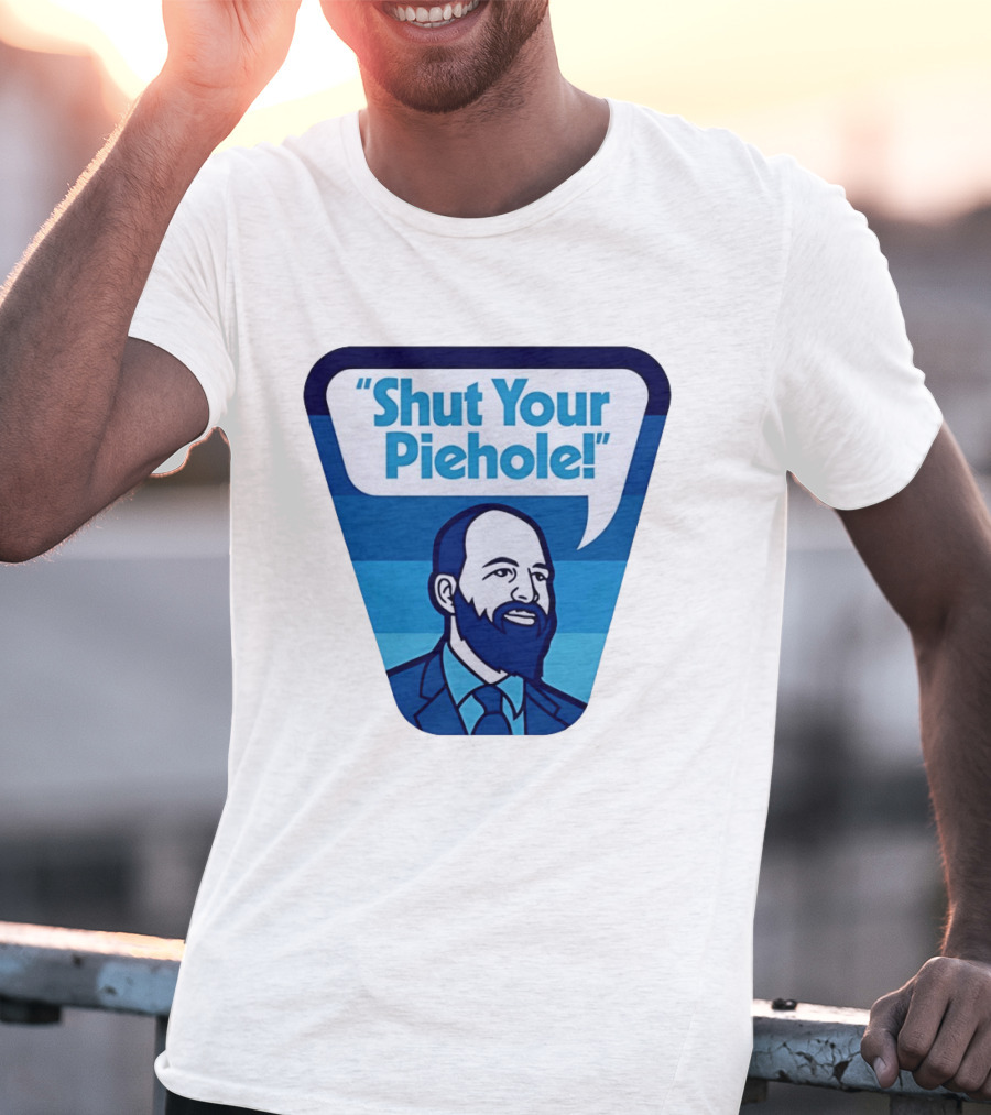 Shut Your Piehole Speech Bubble Blue Suit Beard T-Shirt