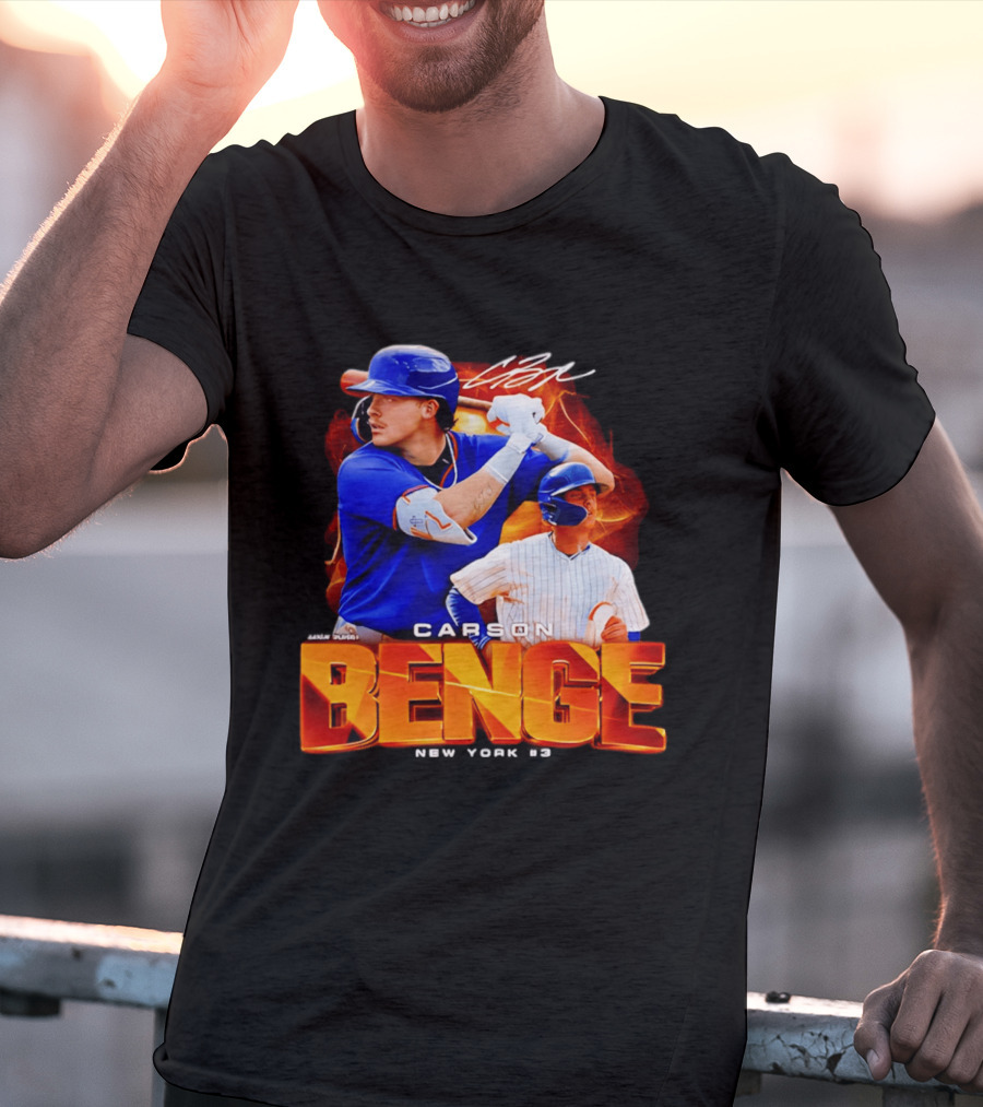 Carson Benge New York Mets NYM Baseball Collage T-Shirt