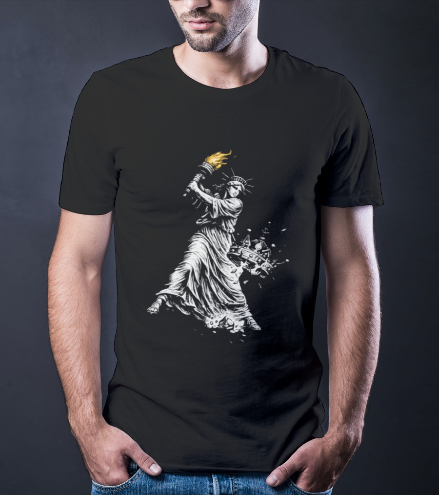 Statue Of Liberty Holding Torch Democracy No Kings Anti Trump T-Shirt