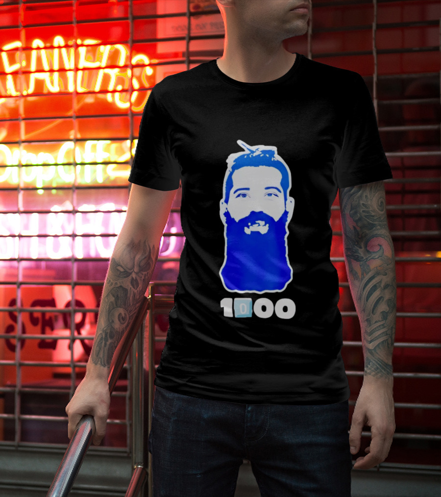 Colorado Avalanche 1000th Milestone Burnzie Blue Beard T-Shirt