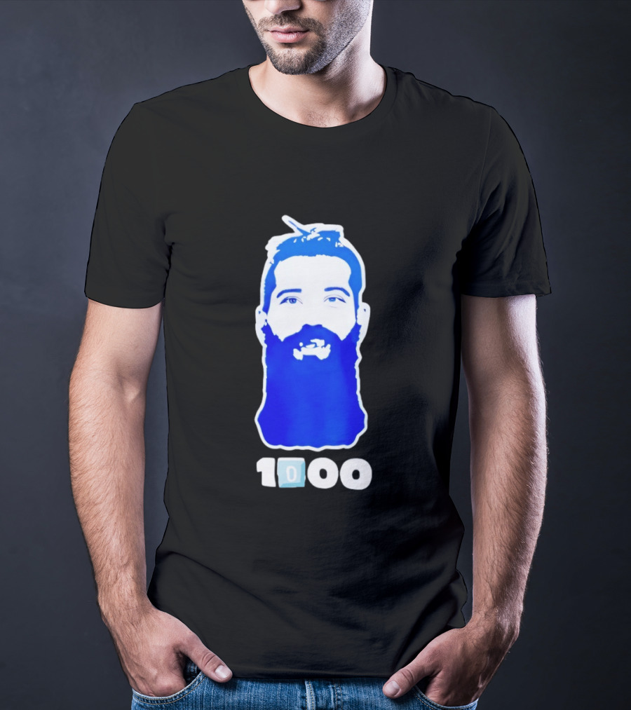 Colorado Avalanche 1000th Milestone Burnzie Blue Beard T-Shirt