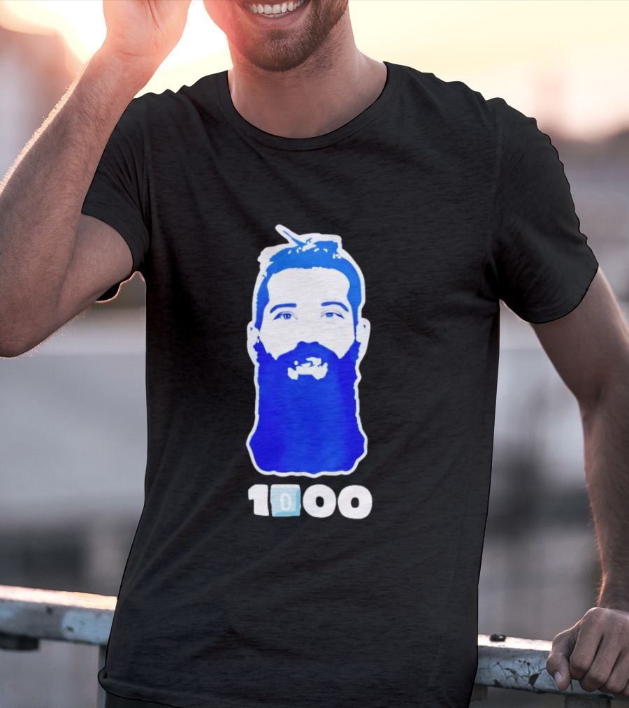 Colorado Avalanche 1000th Milestone Burnzie Blue Beard T-Shirt