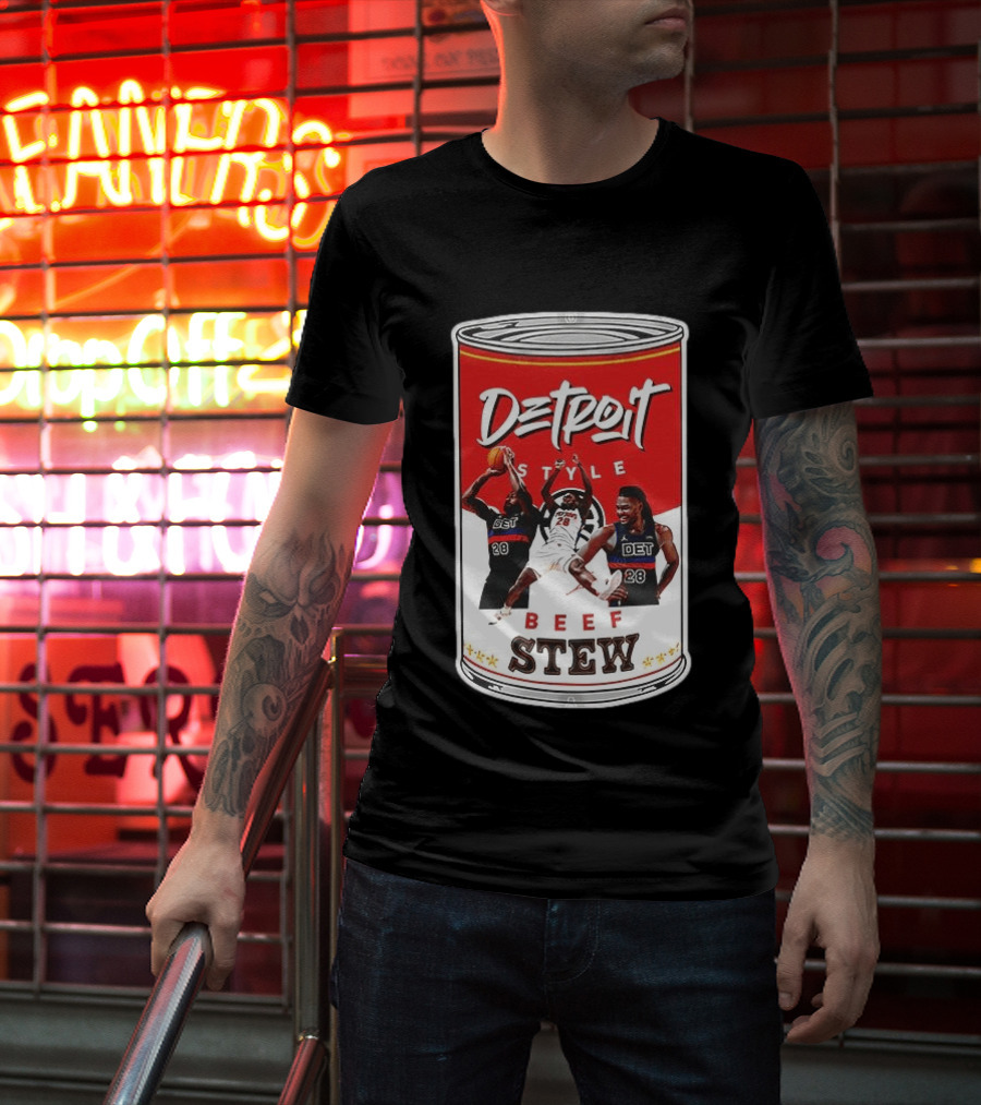 Detroit Style Beef Stew Basketball Can 28 T-Shirt