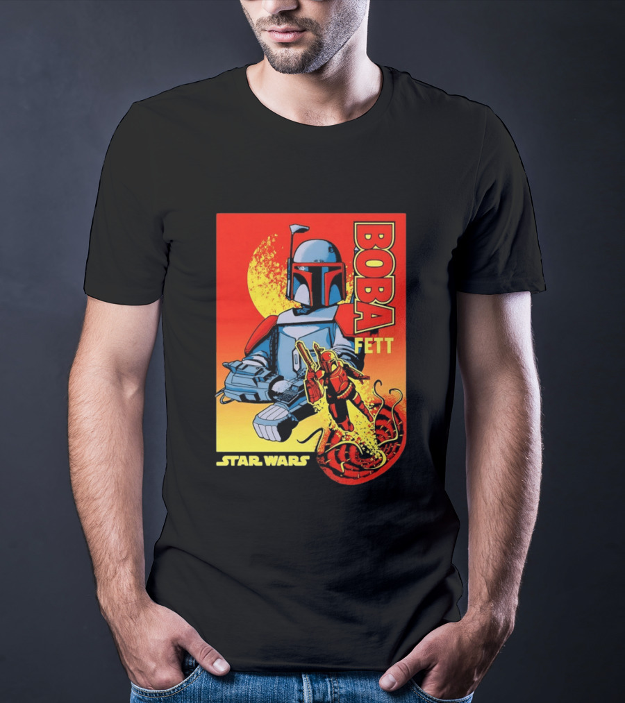 Star Wars Boba Fett Sarlacc Escape Retro Comic T-Shirt