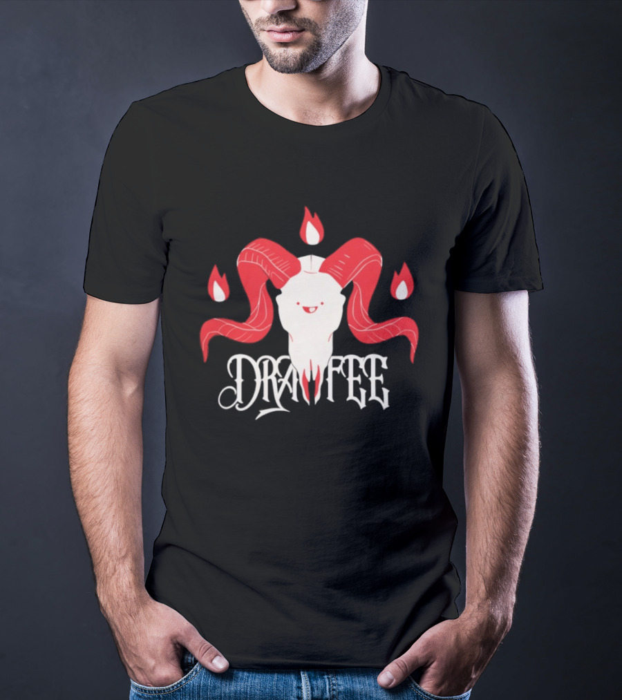Drawfee Metal Goat Skull Flames T-Shirt