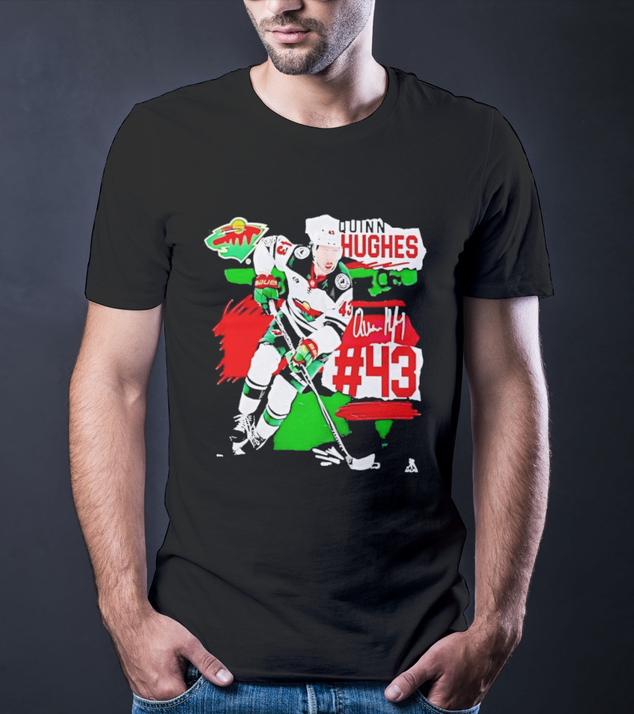 Quinn Hughes 43 Minnesota Wild Fresh Ice Hockey Player T-Shirt