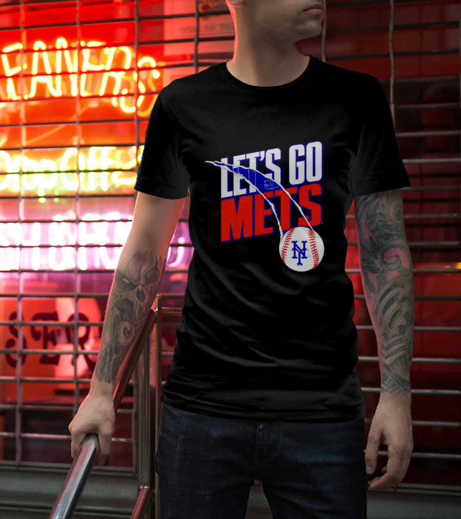 New York Mets Let's Go Mets Baseball Royal Splitter T-Shirt
