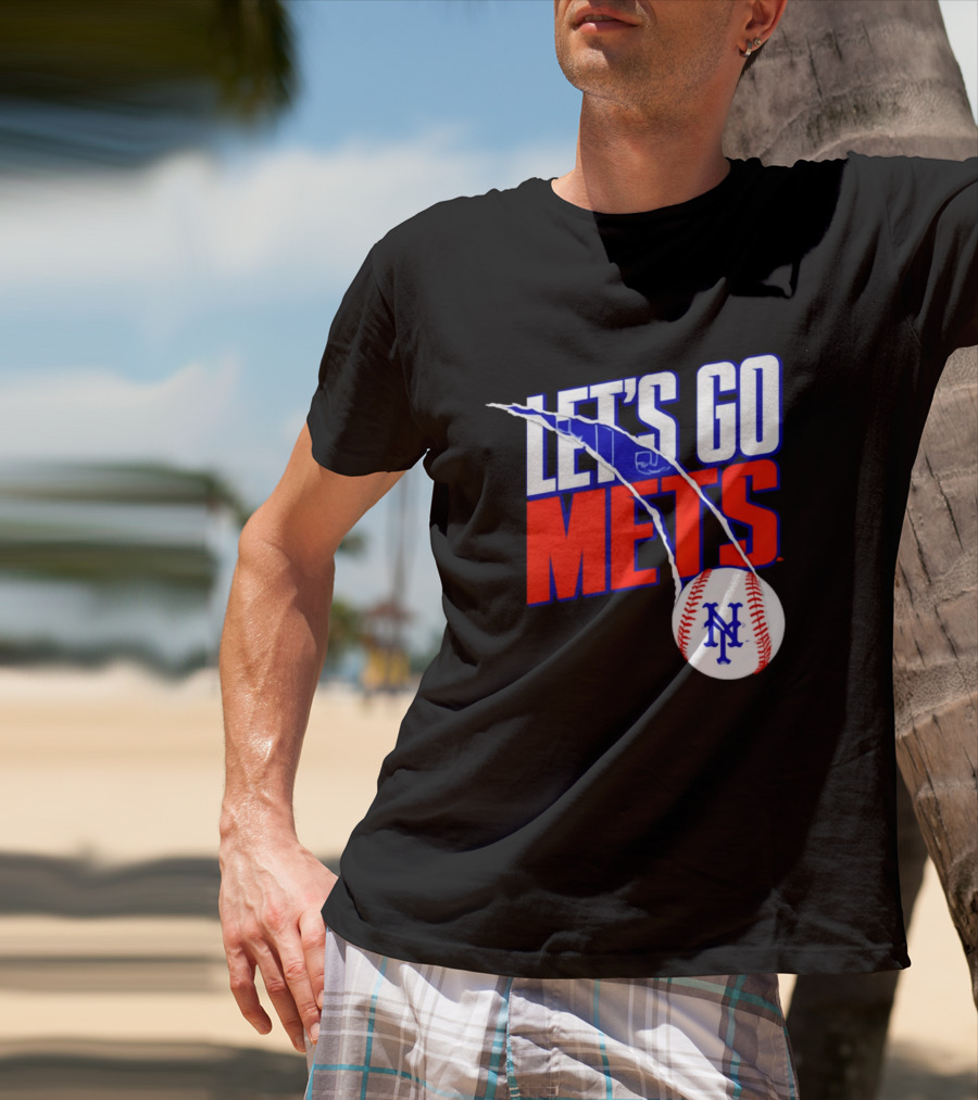 New York Mets Let's Go Mets Baseball Royal Splitter T-Shirt