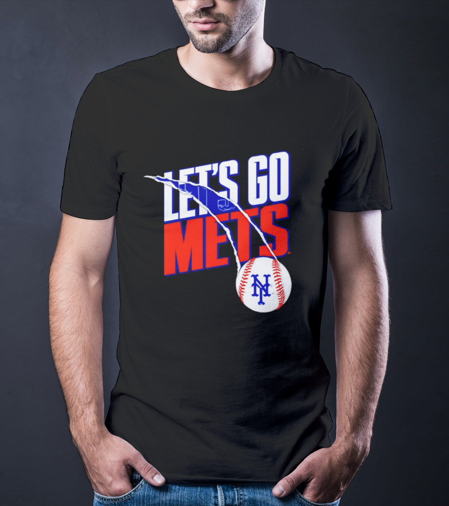 New York Mets Let's Go Mets Baseball Royal Splitter T-Shirt
