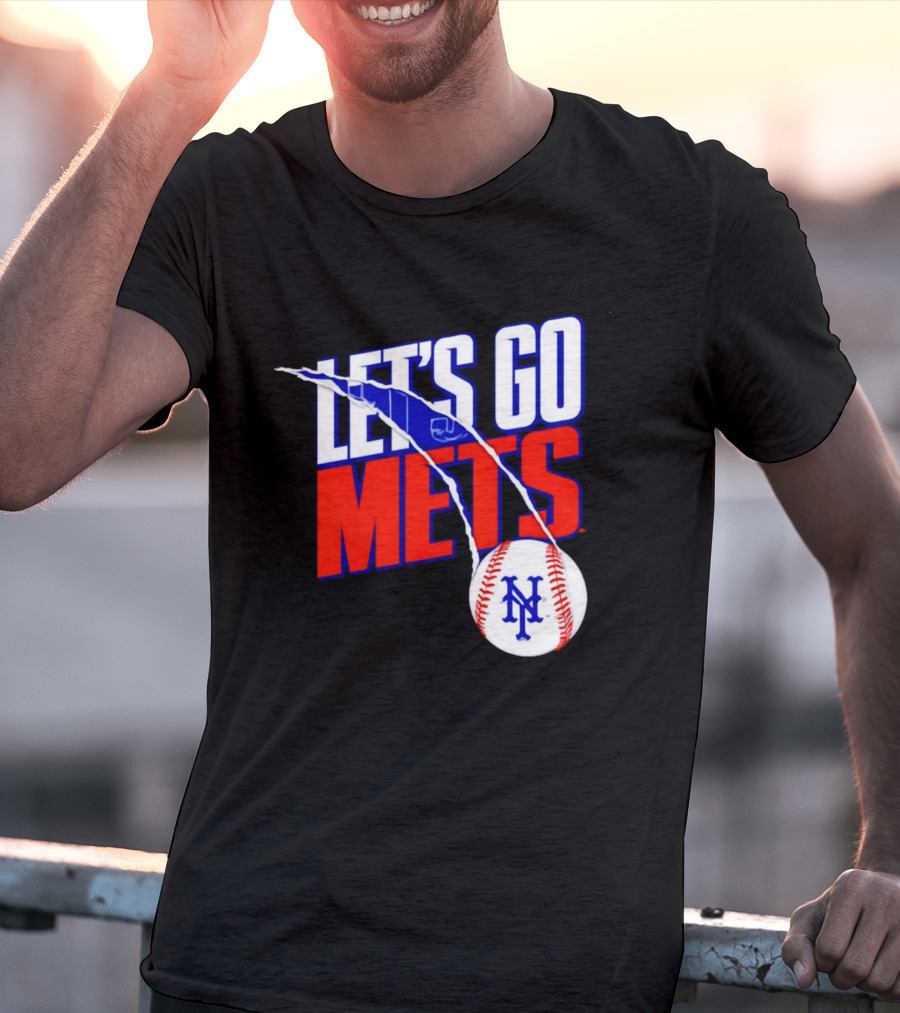 New York Mets Let's Go Mets Baseball Royal Splitter T-Shirt