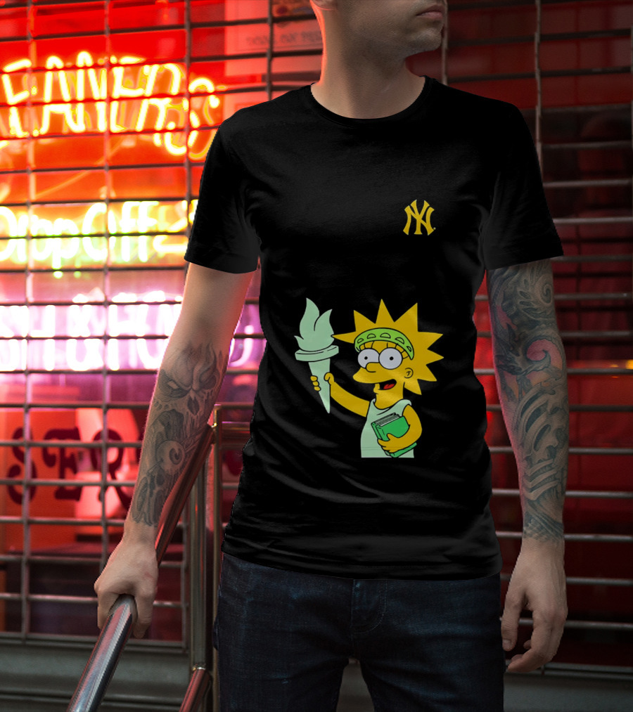 New York Yankees Simpsons Lisa Statue Of Liberty 2026 Iconic Collaboration T-Shirt