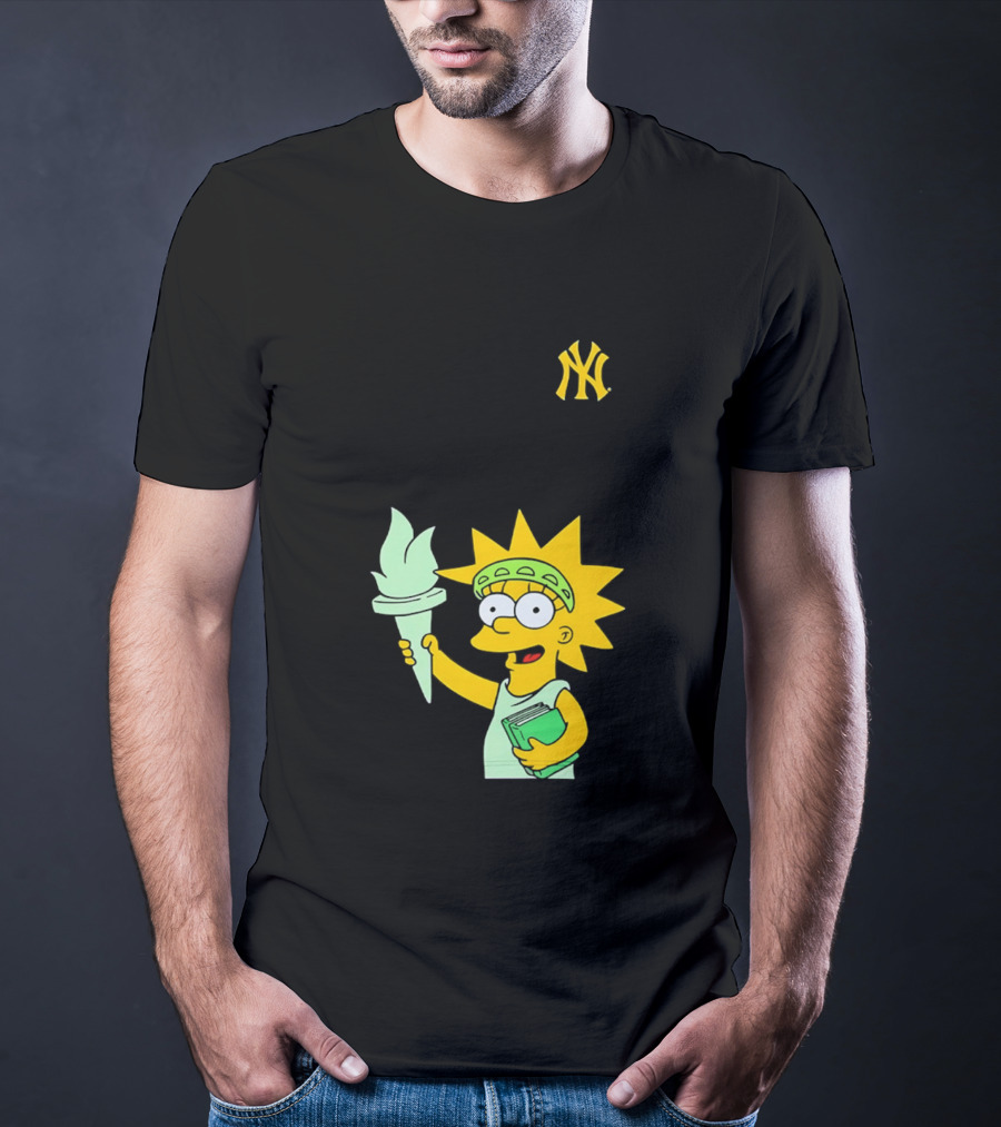 New York Yankees Simpsons Lisa Statue Of Liberty 2026 Iconic Collaboration T-Shirt