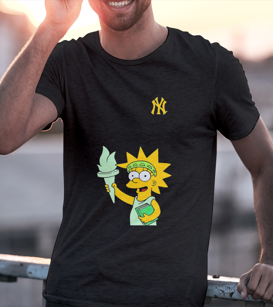 New York Yankees Simpsons Lisa Statue Of Liberty 2026 Iconic Collaboration T-Shirt