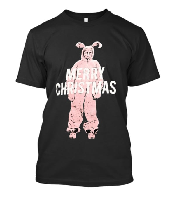 Merry Christmas Ralphie Pink Bunny Costume T-Shirt
