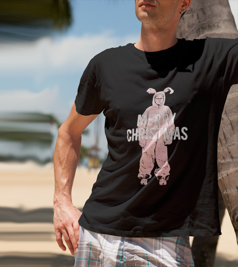 Merry Christmas Ralphie Pink Bunny Costume T-Shirt