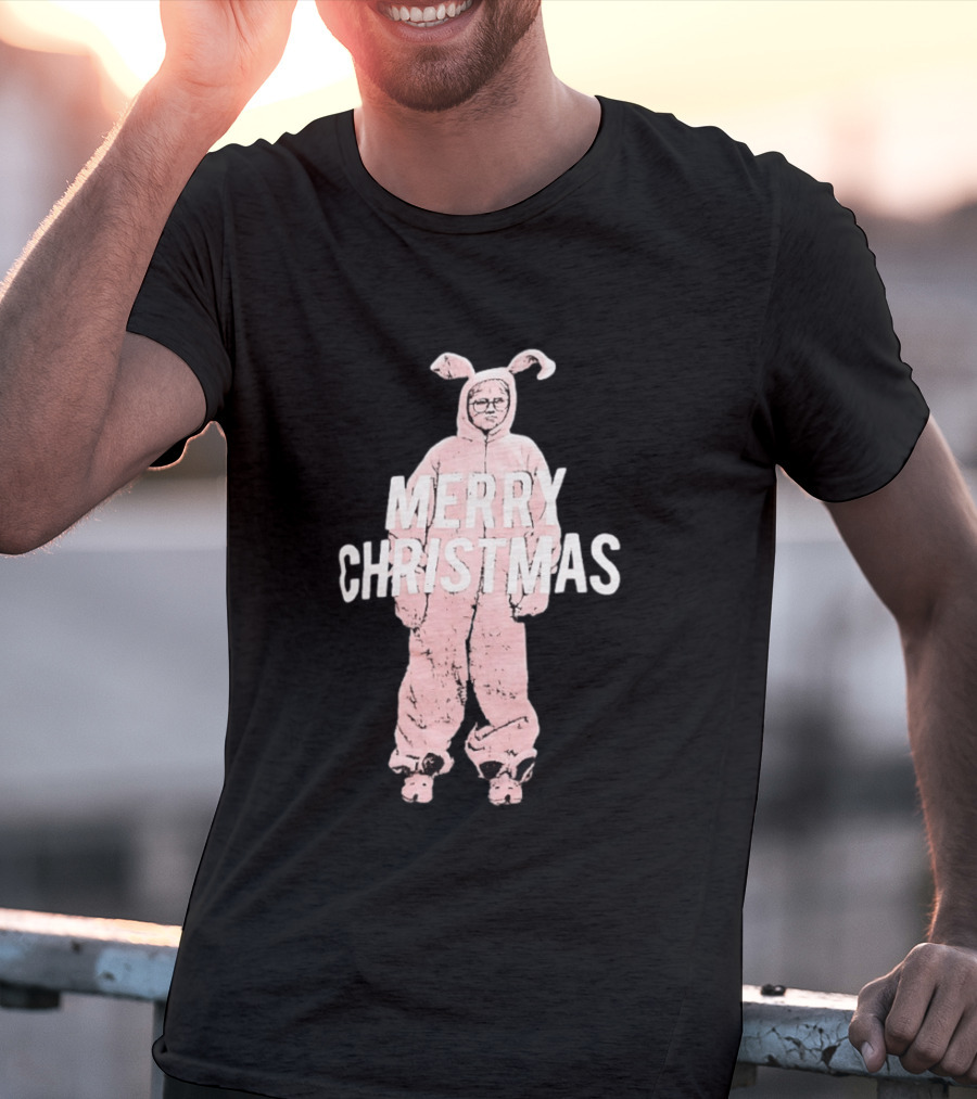 Merry Christmas Ralphie Pink Bunny Costume T-Shirt