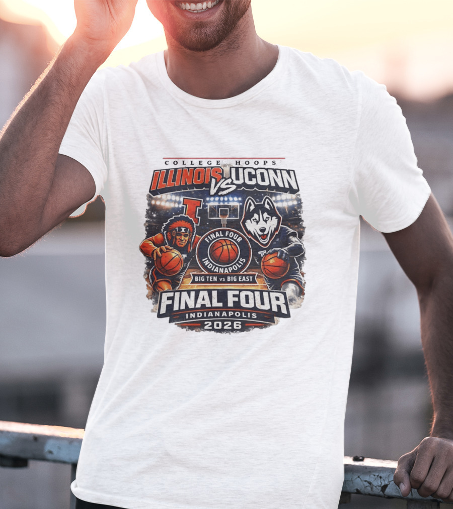 Illinois Fighting Illini Vs UConn Huskies Final Four Indianapolis 2026 Big Ten Vs Big East T-Shirt