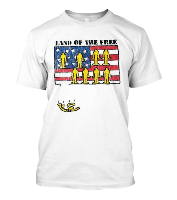 Land Of The Free USA Flag With Yellow Figures And Stars T-Shirt