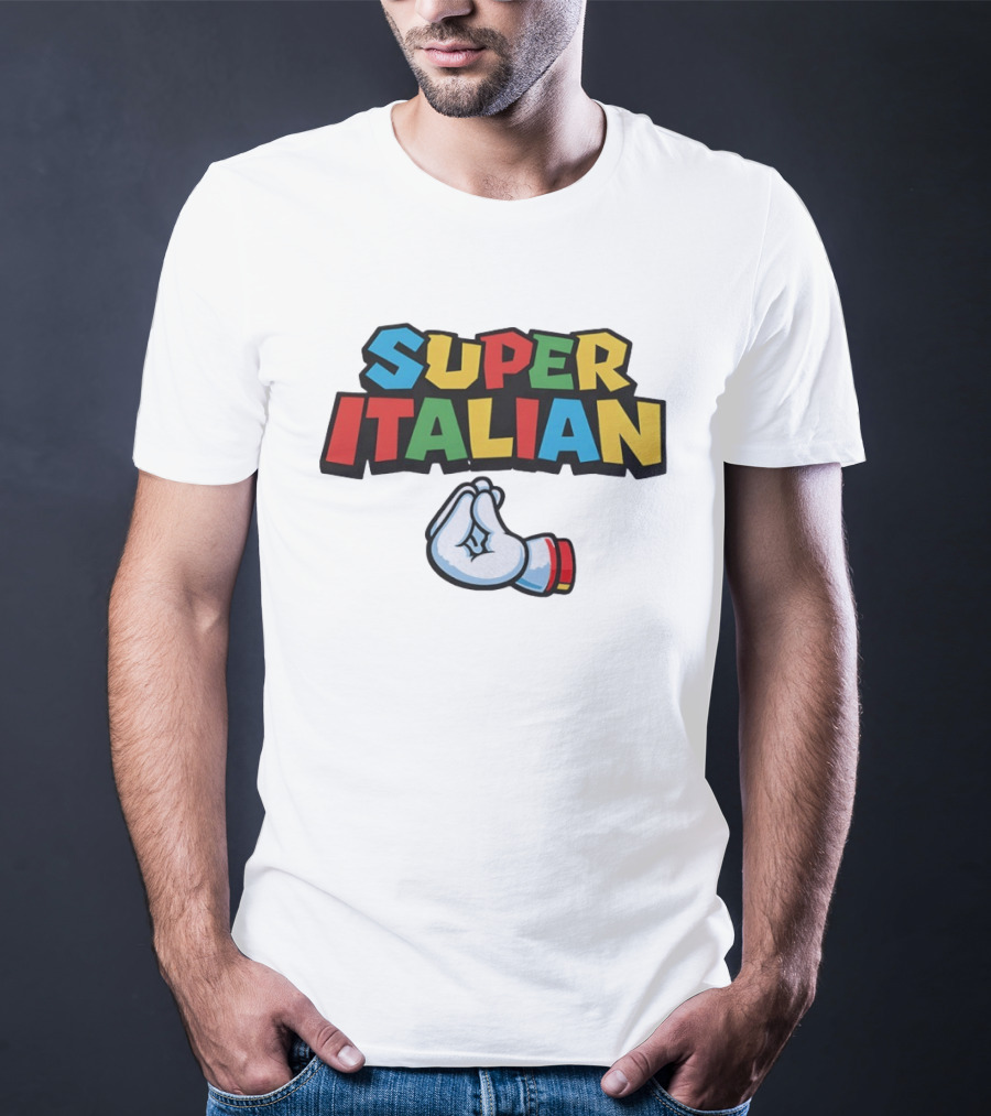 Super Italian Hand Gesture Colorful Letters T-Shirt