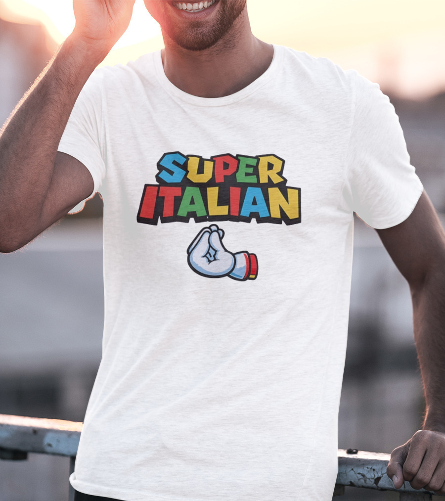 Super Italian Hand Gesture Colorful Letters T-Shirt