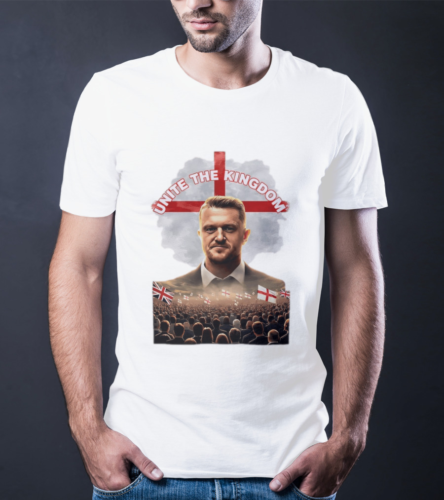 Unite The Kingdom Tommy Robinson England Flag Crowd T-Shirt