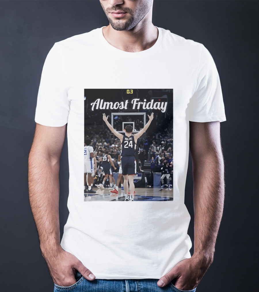 UConn Huskies March Madness Almost Friday Basketball Court Triumph T-Shirt