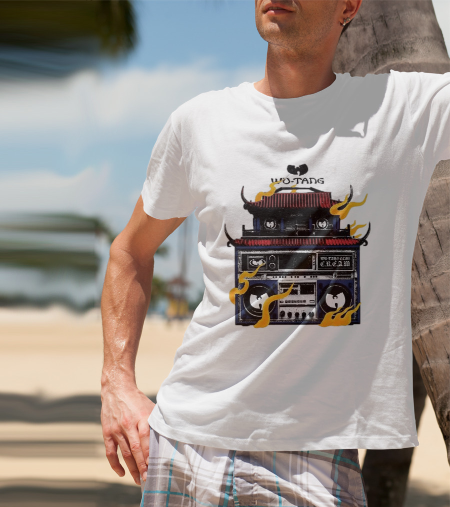 Wu Tang PRNT Boombox C.R.E.A.M. Flames Chinese Temple Style Audio T-Shirt