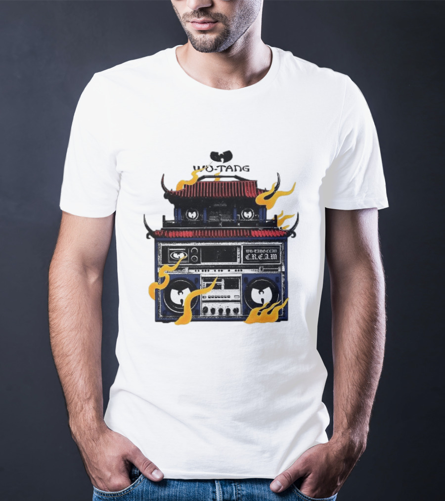 Wu Tang PRNT Boombox C.R.E.A.M. Flames Chinese Temple Style Audio T-Shirt