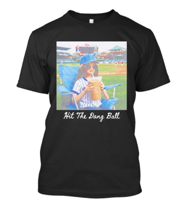 Barbie Ballfield Dark Hit The Dang Ball Baseball Stadium Scene With Player And Large Drink T-Shirt