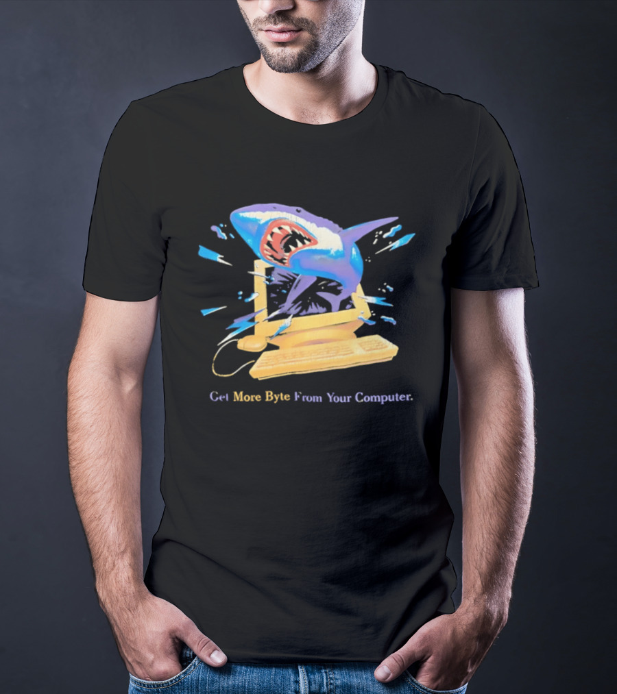 Get More Byte From Your Computer Shark Breaking Through Screen T-Shirt